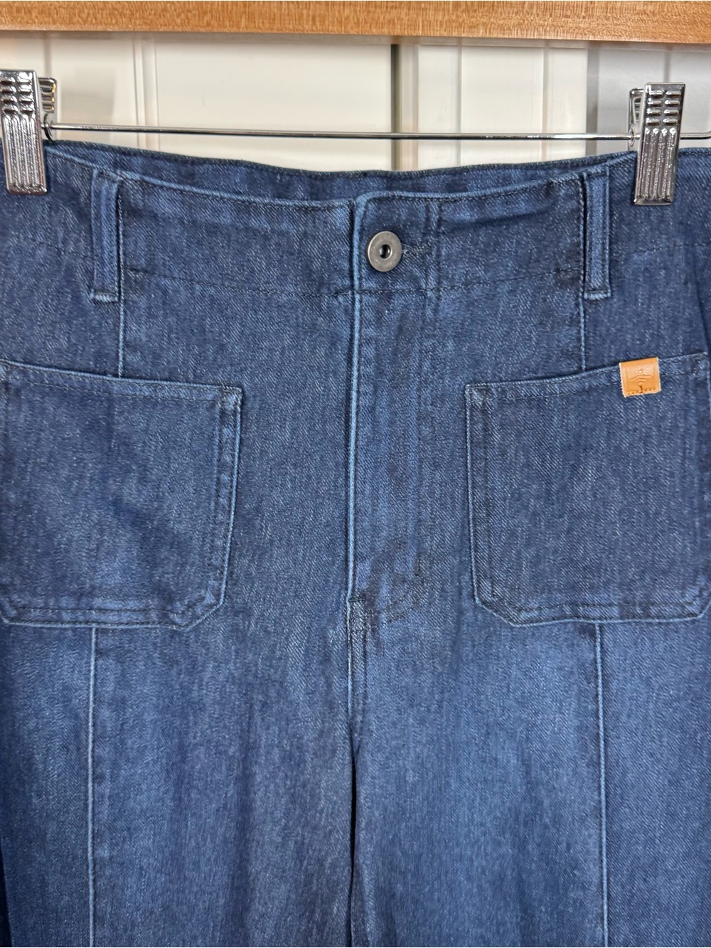 Halara Flex High Waisted Pockets Washed Casual Wide Leg Jeans Deep Blue Water XS - Picture 5 of 7